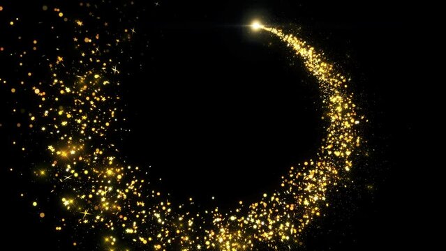 Golden Particle Tail Line Glitter Light Sparkling shine wave. particle stroke trail glittering magic shimmer trail, light sparks background Birthday, Anniversary, new year, event, Christmas, Festival