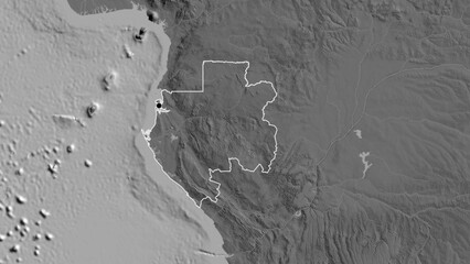 Shape of Gabon. Outlined. Bilevel. © zelwanka