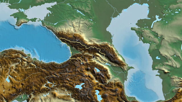Shape of Georgia. Outlined. Relief.