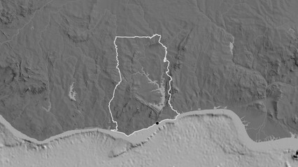 Shape of Ghana. Outlined. Bilevel. © zelwanka