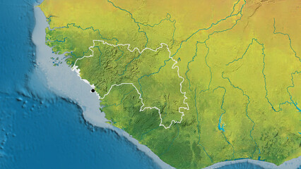 Shape of Guinea. Outlined. Topographic.