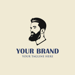 Beard man barber shop logo illustration