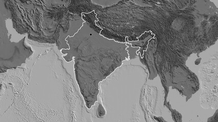 Shape of India. Outlined. Bilevel.