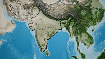Shape of India. Bevelled. Satellite.