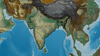Shape of India. Bevelled. Relief map - obrazy, fototapety, plakaty
