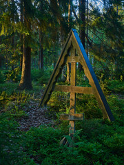 Cross on the grave of the unknown soldier at the old Orthodox military cemetery in Tuusula in Finland.