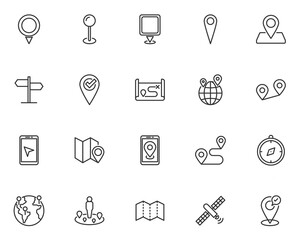 set of location icons, destination, navigator,