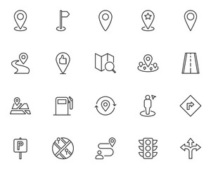 set of location icons, destination, navigator,
