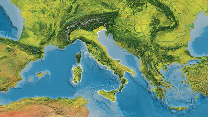 Shape of Italy. Outlined. Topographic. © zelwanka