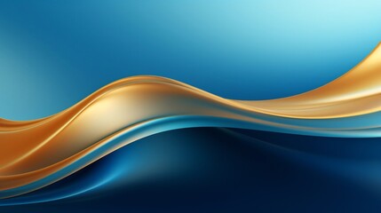 Generative AI : Abstract Gold Waves. Shiny golden moving lines design element on dark blue background for greeting card and disqount voucher.