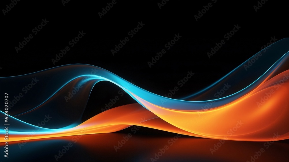Poster Generative AI : Dark abstract background with glowing wave. Shiny moving lines design element. Modern purple blue gradient flowing wave lines. Futuristic technology concept. Vector illustration