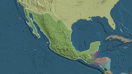 Shape of Mexico. Outlined. Administrative.