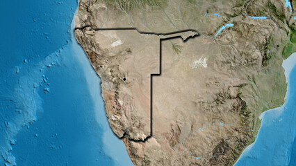 Shape of Namibia. Bevelled. Satellite.
