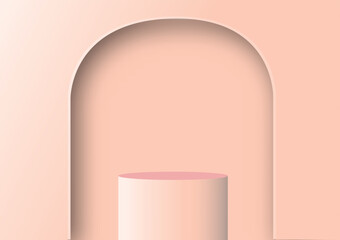 Pink room background. Abstract empty studio. Horizontal bg. Light scene for product. - 628023360