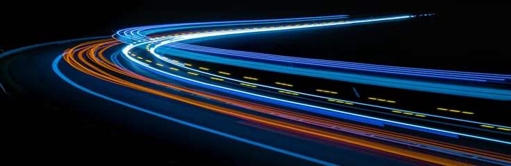 Foto op Plexiglas Snelweg bij nacht car lights at night. long exposure