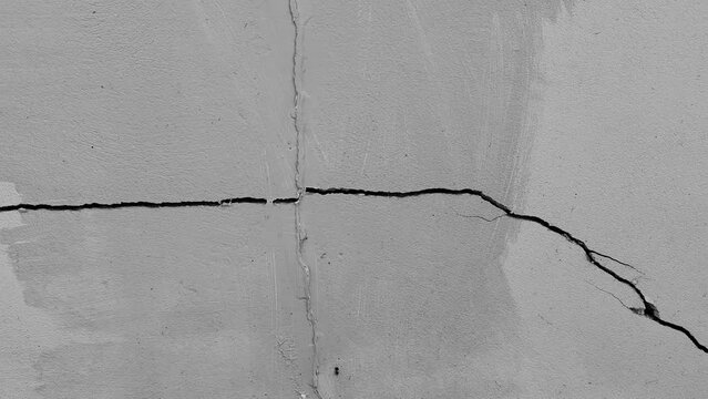 Cracked concrete exterior wall