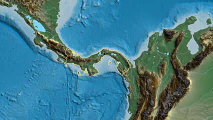 Shape of Panama. Outlined. Relief.