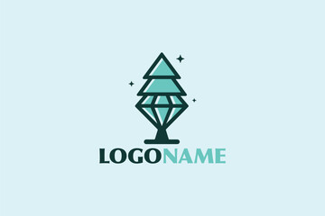 Logo Design of a tree shaped like a  diamond- Nature Logo Design Template