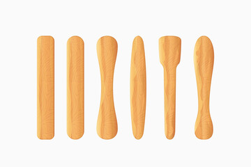 wooden sticks in set isolated on white