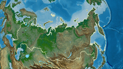Shape of Russia. Outlined. Physical.
