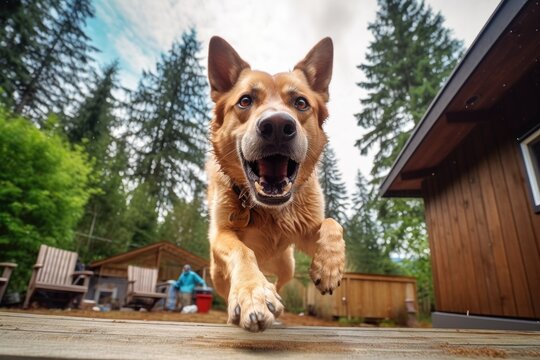 smart dog showing off its tricks in front of camera