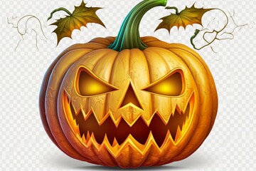 Transparent background Halloween pumpkin. Generative AI