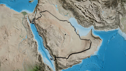 Shape of Saudi Arabia. Bevelled. Satellite.