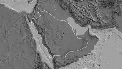 Shape of Saudi Arabia. Outlined. Bilevel.