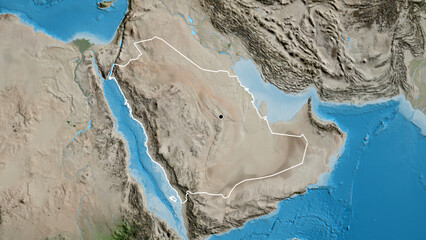 Shape of Saudi Arabia. Outlined. Satellite.