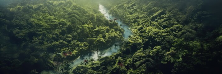 Dense jungle photo realistic illustration - Generative AI.