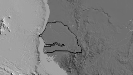 Shape of Senegal. Bevelled. Bilevel. © zelwanka