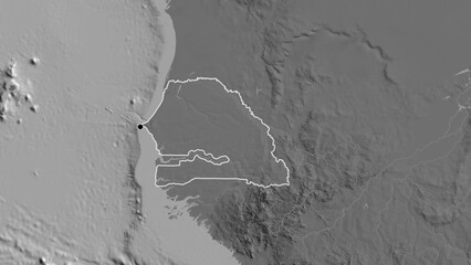 Shape of Senegal. Outlined. Bilevel. © zelwanka
