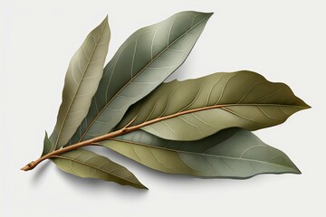 Transparent background with a bay leaf. Generative AI