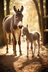 donkey foal taking its first steps