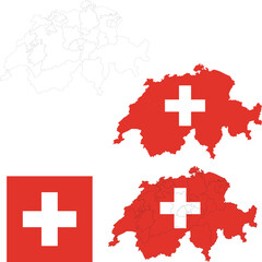 Swiss Splendors: Vector Flags and Maps Collection