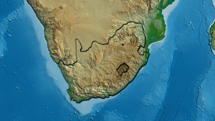 Shape of South Africa. Bevelled. Physical.