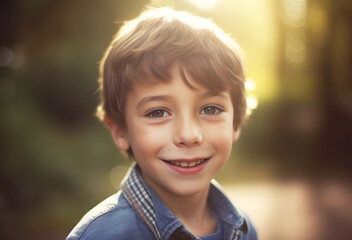 portrait of a cute schoolboy boy