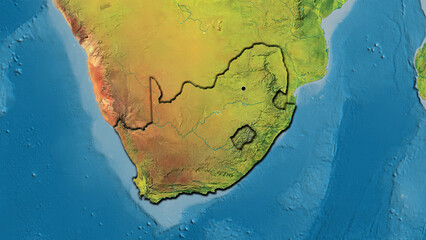 Shape of South Africa. Bevelled. Topographic.