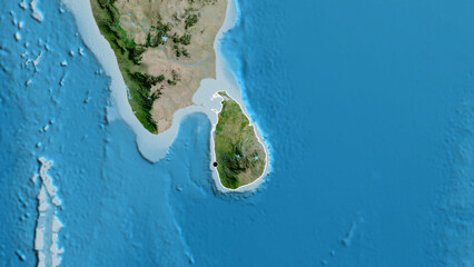 Shape of Sri Lanka. Outlined. Satellite.