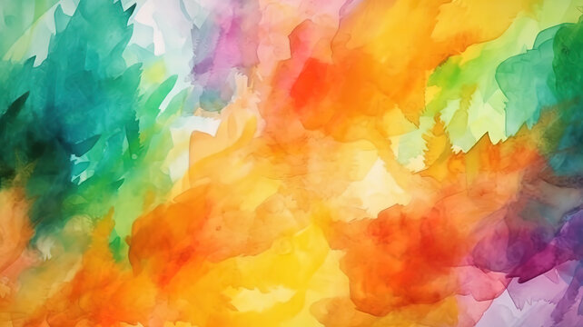 Abstract colorful watercolor pattern and Orange yellow purple brush strokes. Generative Ai