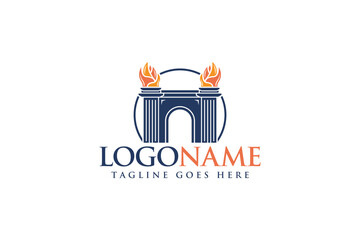 Gate Logo Design - Torch Logo Design Template