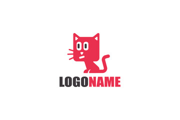 Logo Design of a cat shaped like a  - Cat Logo Design Template