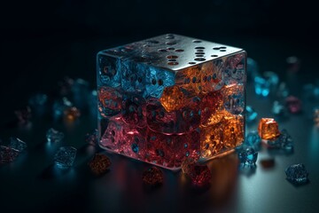 Mystical cube of dice. Generative AI