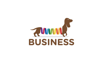 Creative logo design depicting a dog shaped like a colorful twisted spring - Dog Logo Design Template