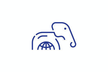 Logo Design of an Elephant with a globe underneath - Animal Logo Design
