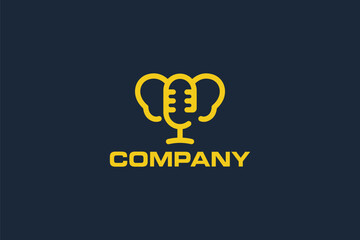 Fototapeta na wymiar Logo Design of an Elephant shaped like a microphone - Animal Logo Design