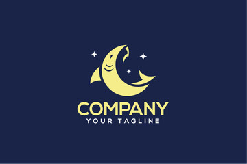Creative logo design of a shark shaped like a crescent moon - Shark Logo Design Template