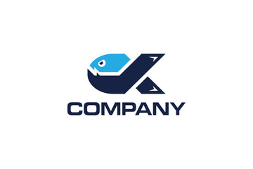 Creative logo design of a fish shaped like a - Fish Logo Design Template