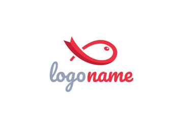 Obraz premium Creative logo design of a fish shaped like a bookmark - Fish Logo Design Template