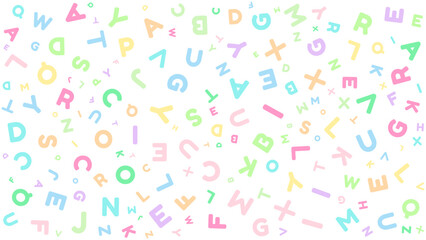 A background with colorful letters of various sizes as a pattern.
